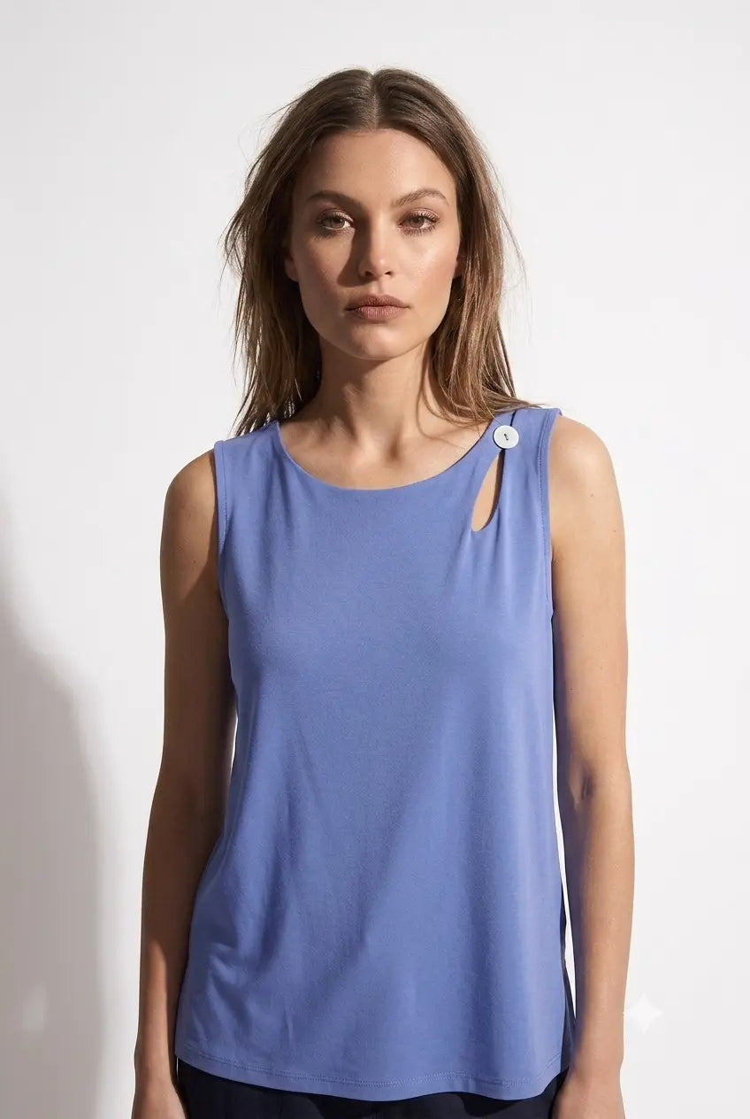 Canotta Fluida con Cut-Out e Bottone Madreperla DORABELLA