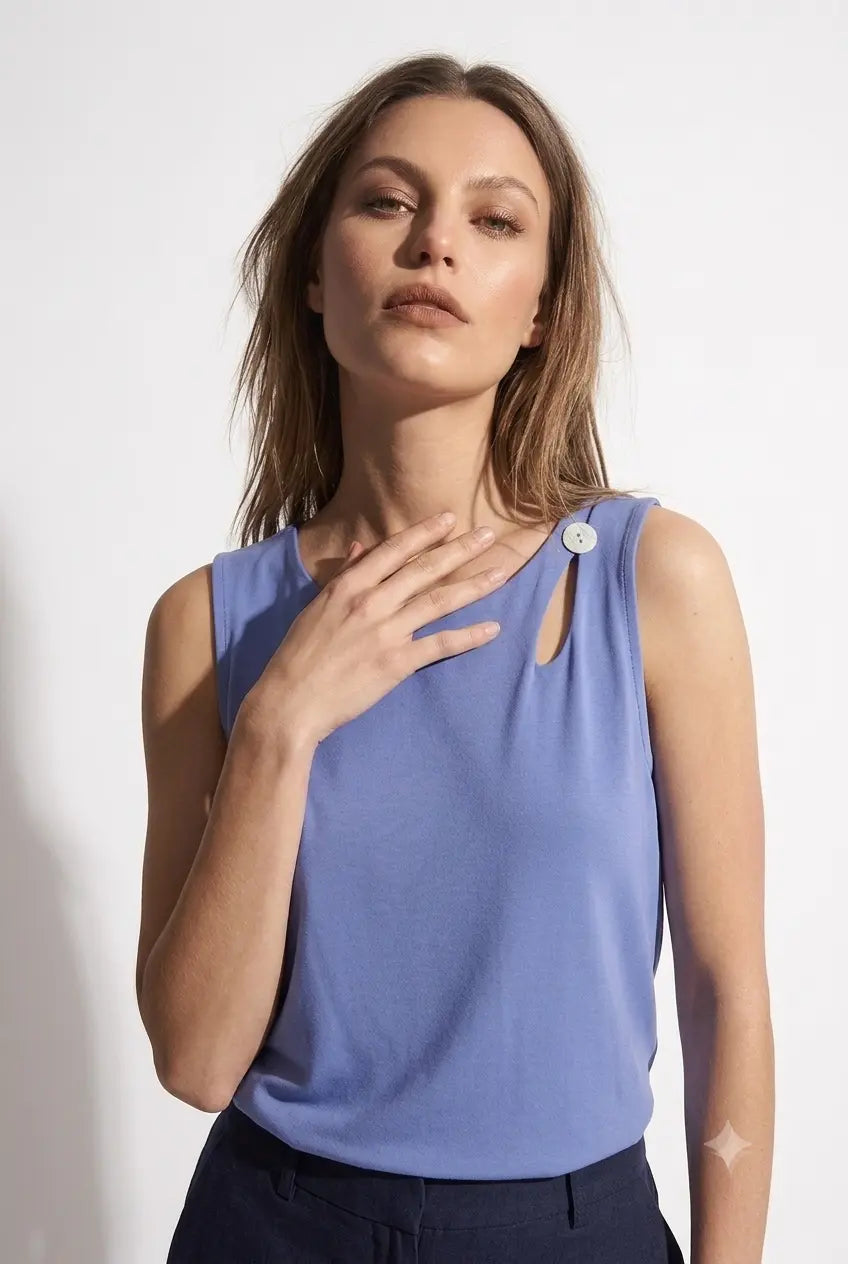 Canotta Fluida con Cut-Out e Bottone Madreperla DORABELLA