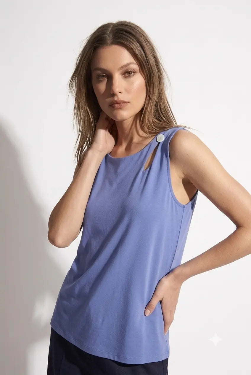Canotta Fluida con Cut-Out e Bottone Madreperla DORABELLA