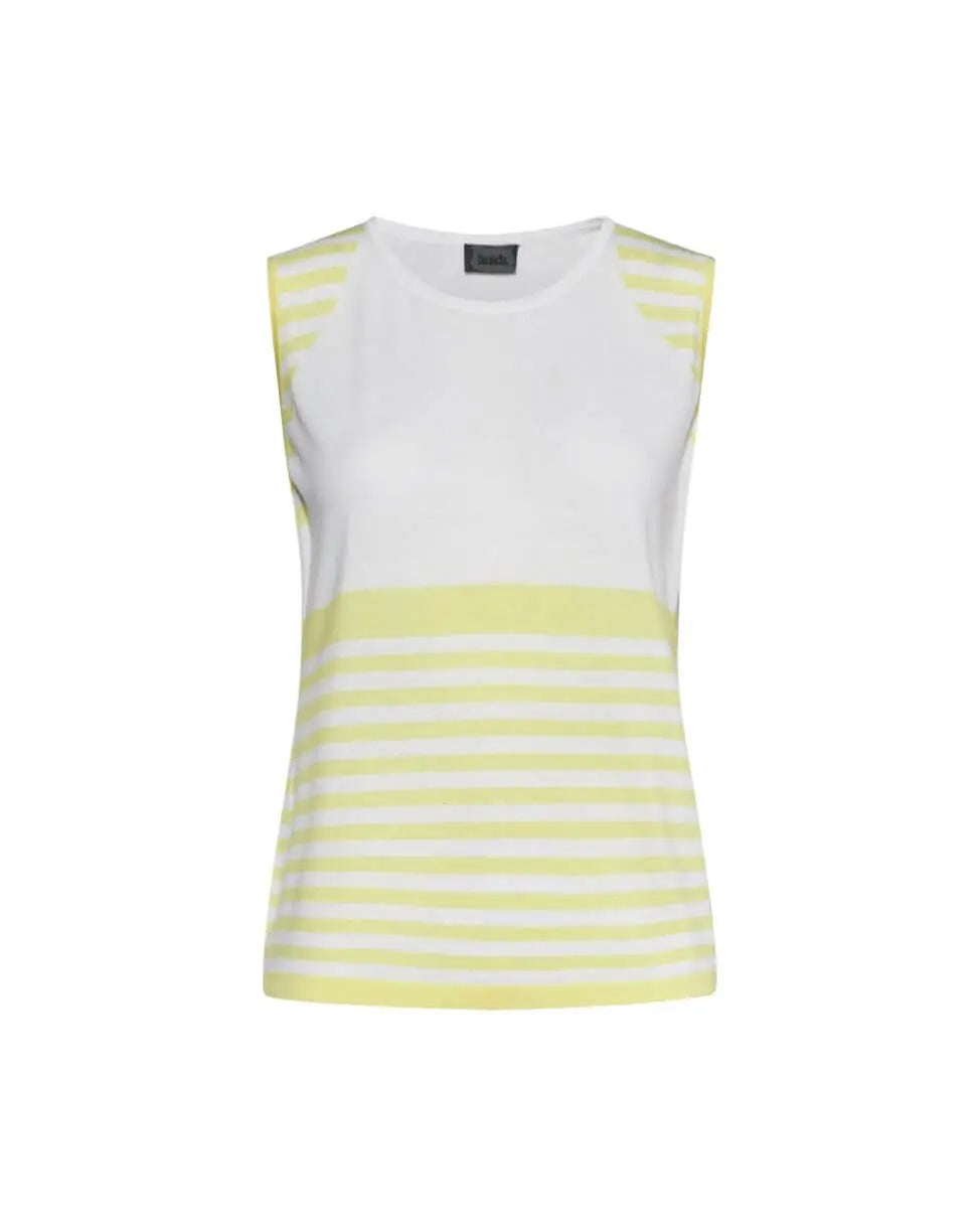 Canotta a righe in viscosa BIANCO-GIALLO DORABELLA XL