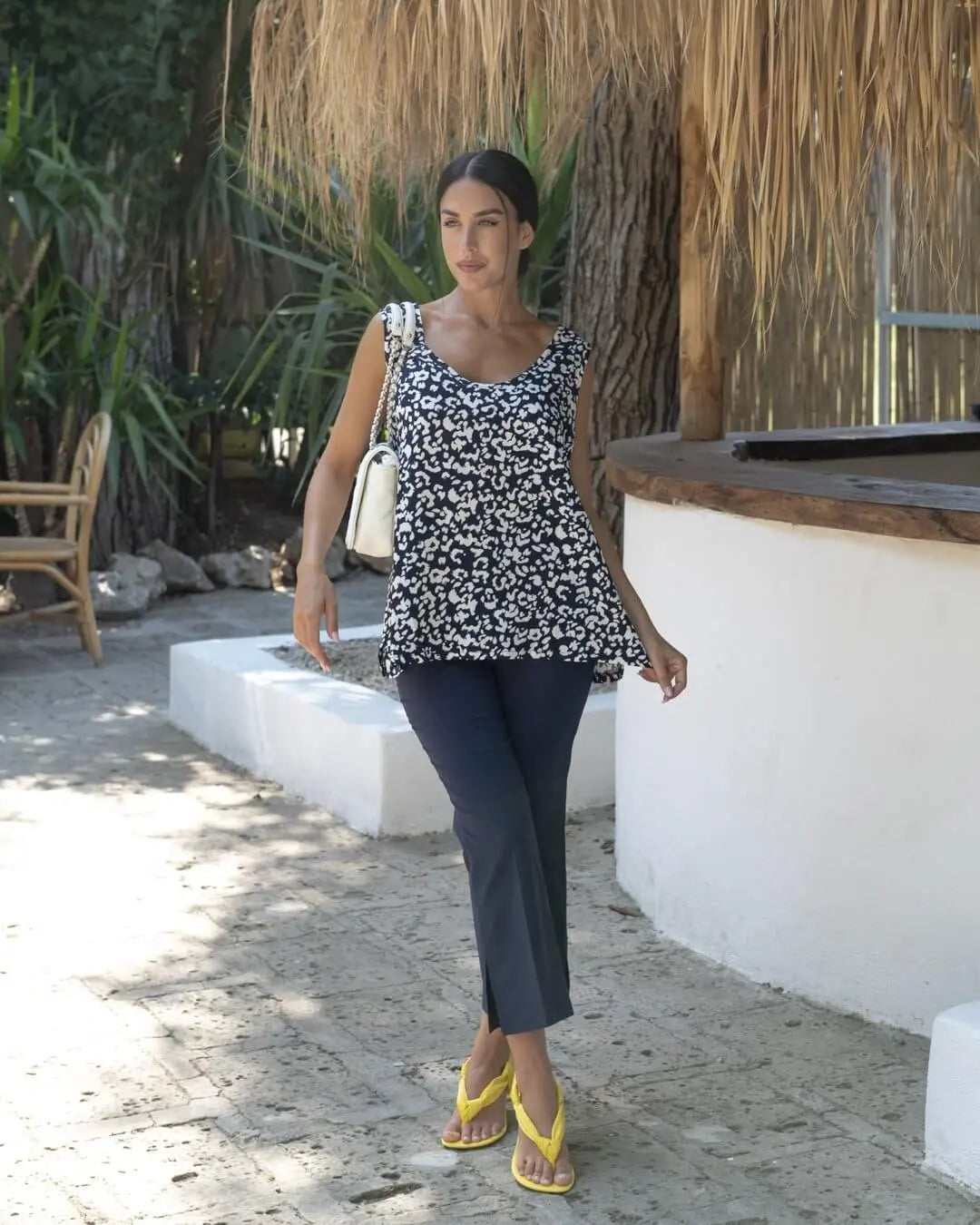 Canotta fantasia in viscosa girocollo BLU DORABELLA