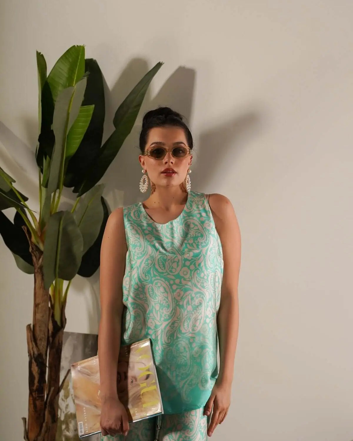 Canotta in raso in fantasia paisley MENTA DORABELLA XXL