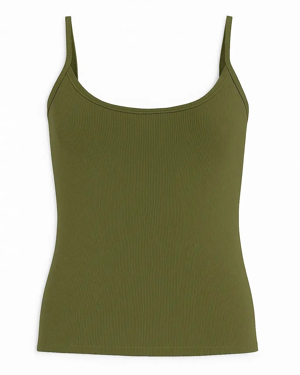 Canotta slim fit a bretelline in costina Unica by Dorabella Verde-oliva-Taglia-Unica-Curvy-fino-alla-54