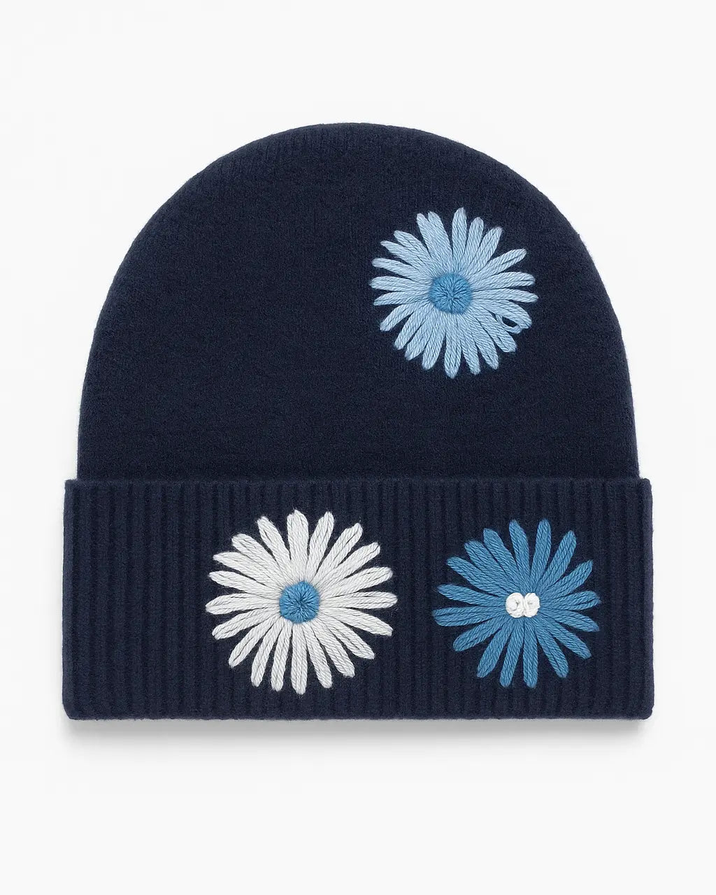 Cappello in maglia con fiori ricamati Dorabella