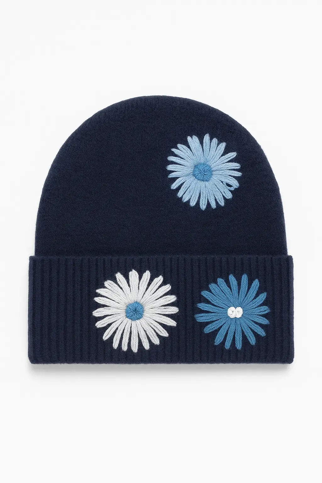 Cappello in maglia con fiori ricamati Dorabella