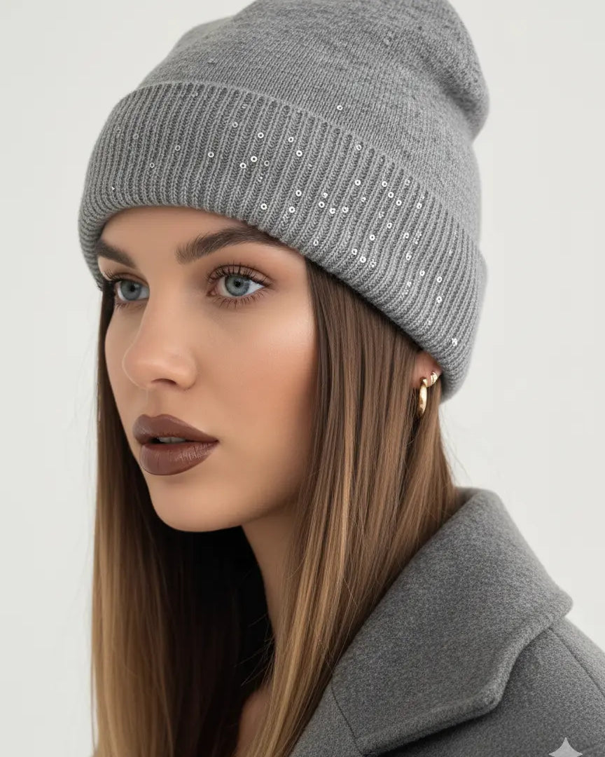 Cappello in maglia con micro paillettes Dorabella