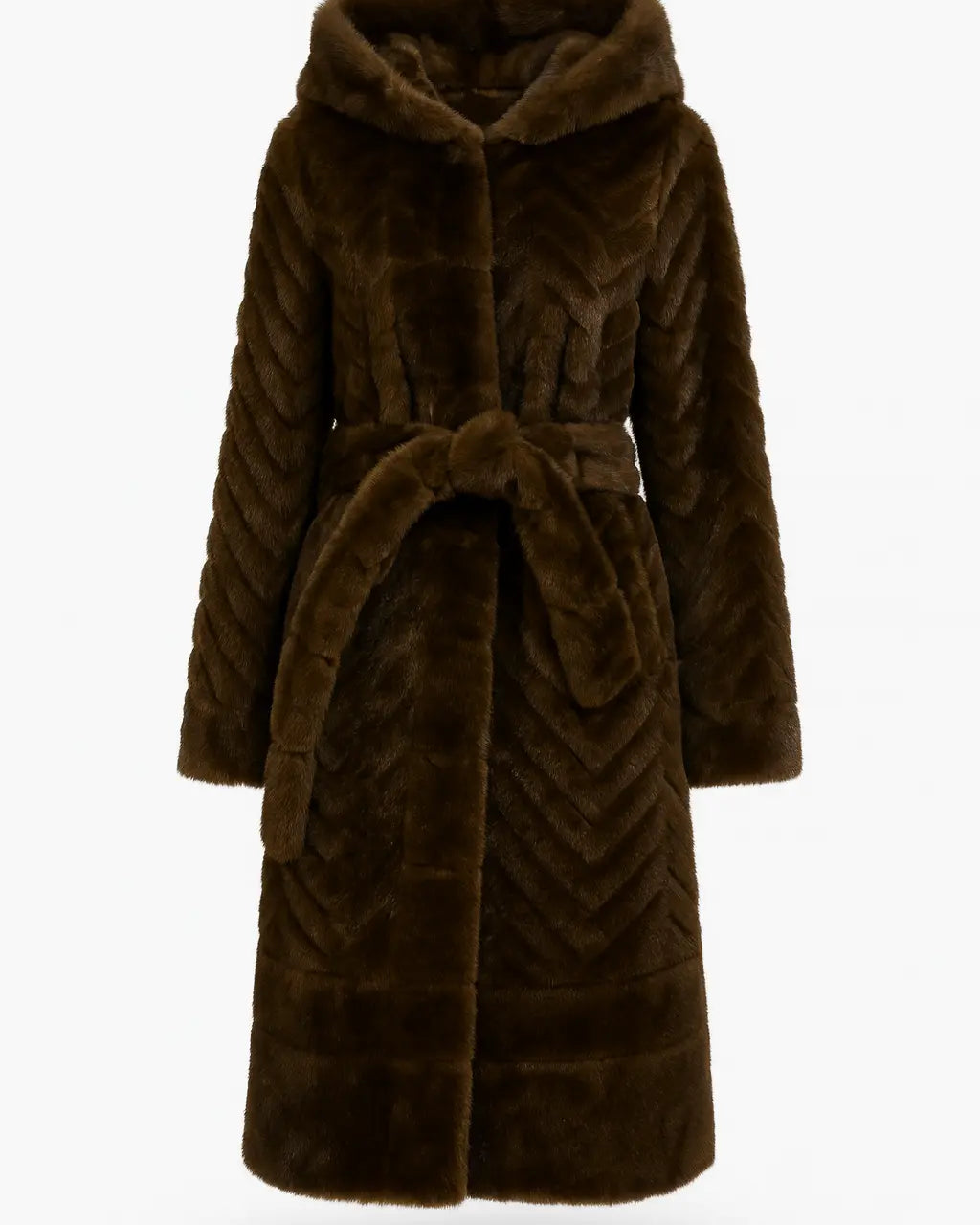 Cappotto Lungo in Eco-Pelliccia con Cappuccio IRONICA Taglia unica (44/46 o M/L) / Cioccolato