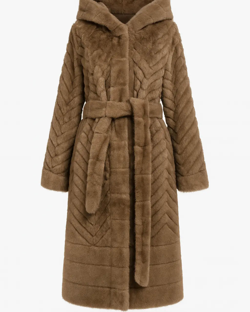 Cappotto Lungo in Eco-Pelliccia con Cappuccio IRONICA Taglia unica (44/46 o M/L) / Beige