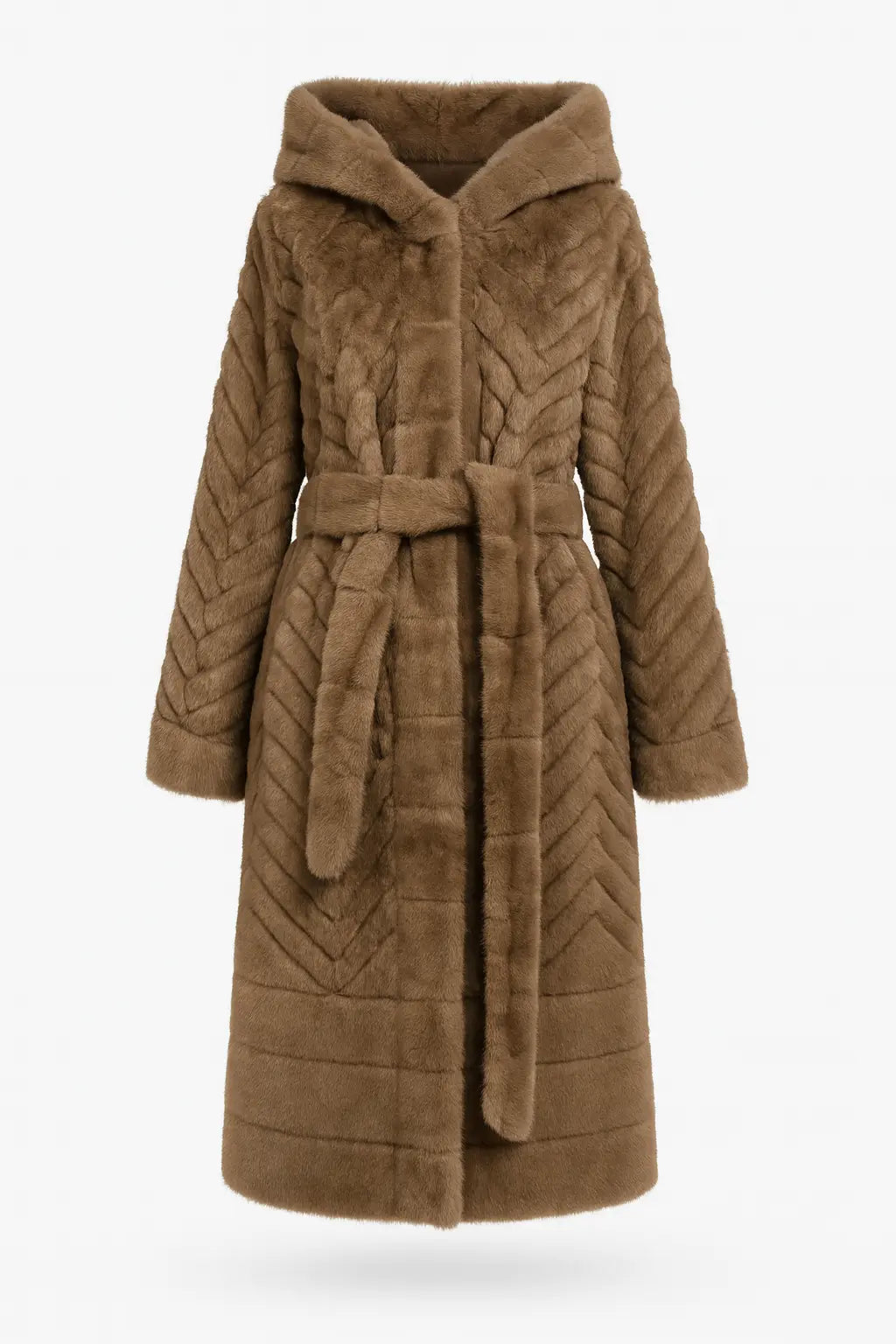 Cappotto Lungo in Eco-Pelliccia con Cappuccio IRONICA Taglia unica (44/46 o M/L) / Beige