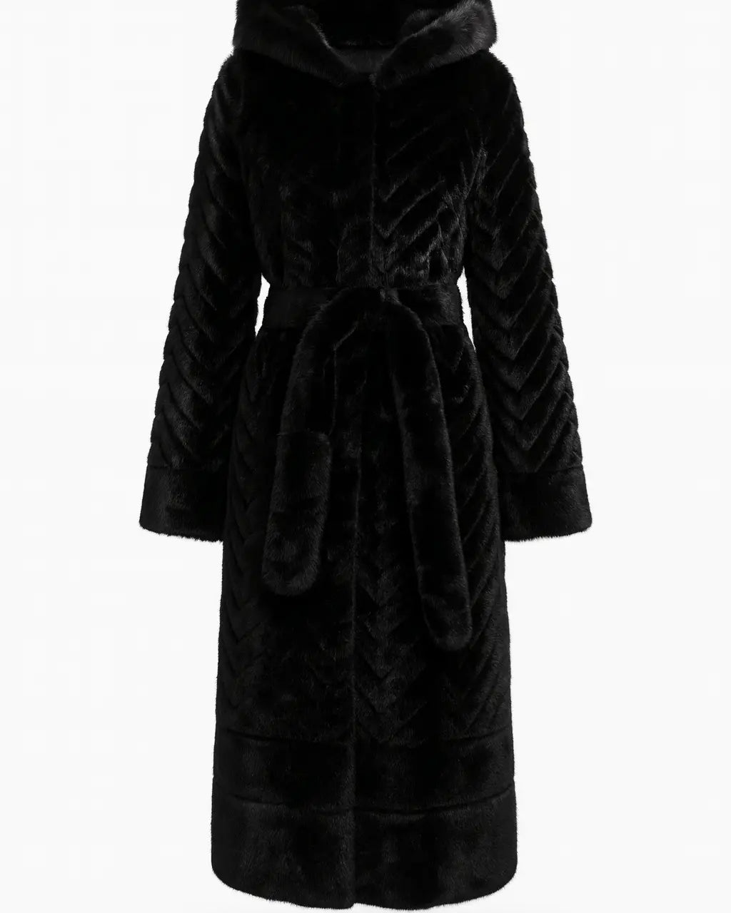 Cappotto Lungo in Eco-Pelliccia con Cappuccio IRONICA Taglia unica (44/46 o M/L) / Nero