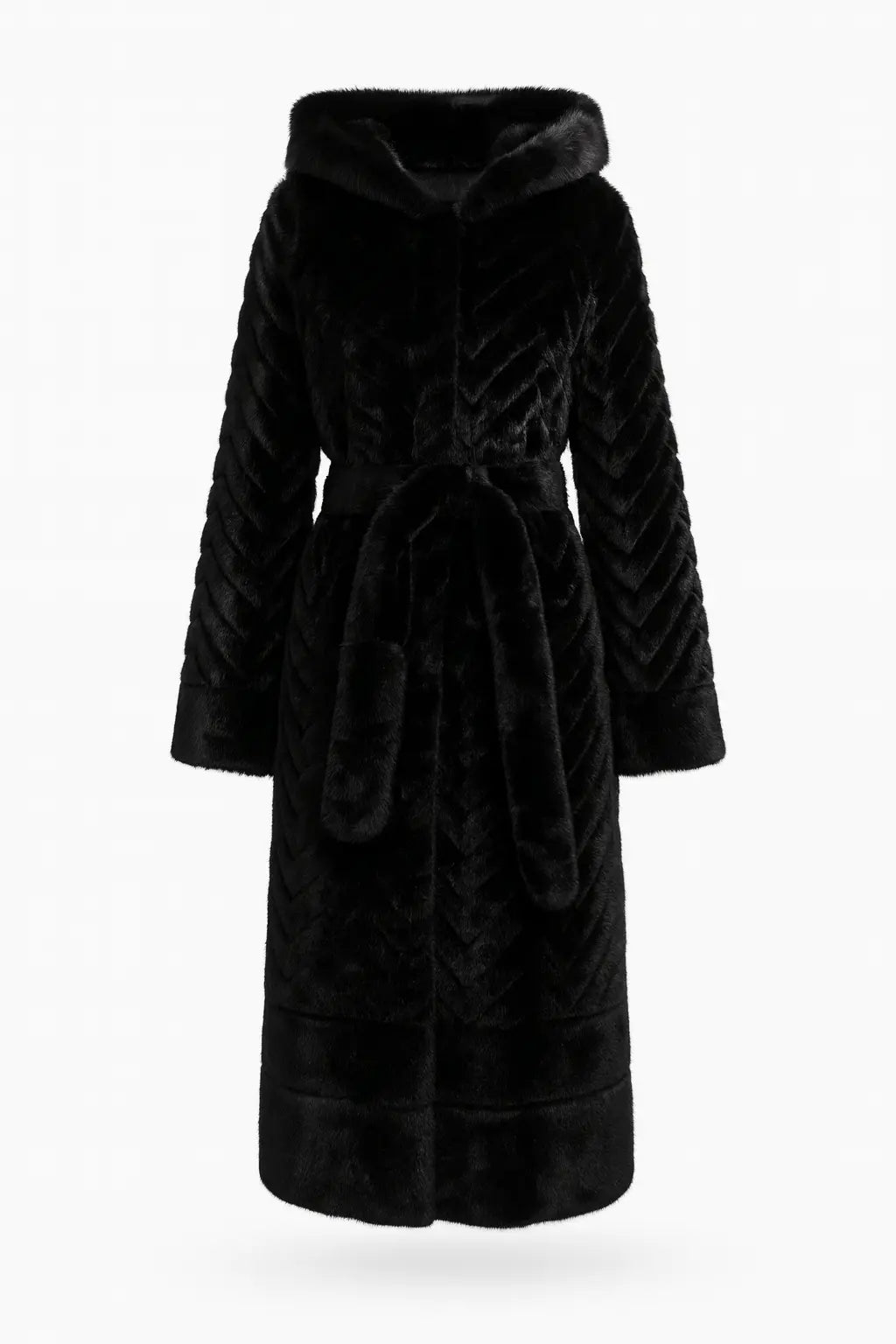 Cappotto Lungo in Eco-Pelliccia con Cappuccio IRONICA Taglia unica (44/46 o M/L) / Nero