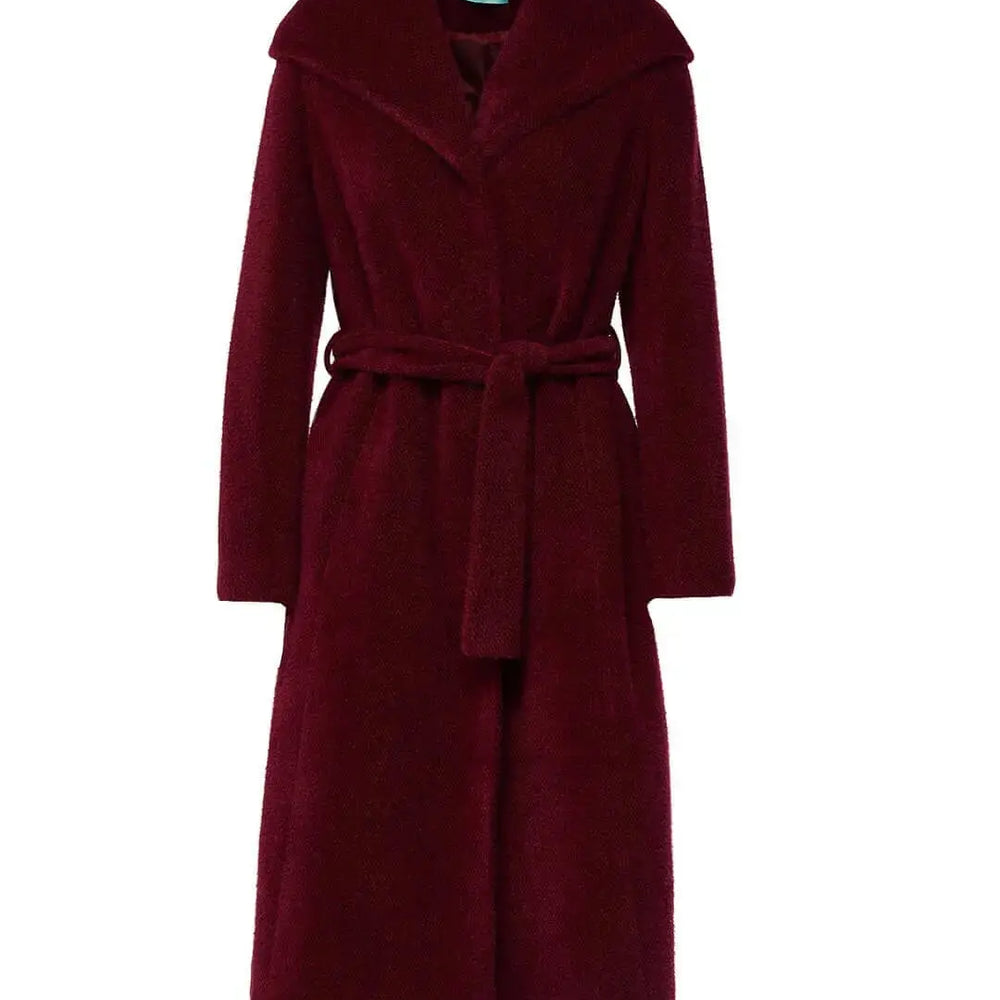 Cappotto a vestaglia con cintura e cappuccio BORDEAUX DORABELLA