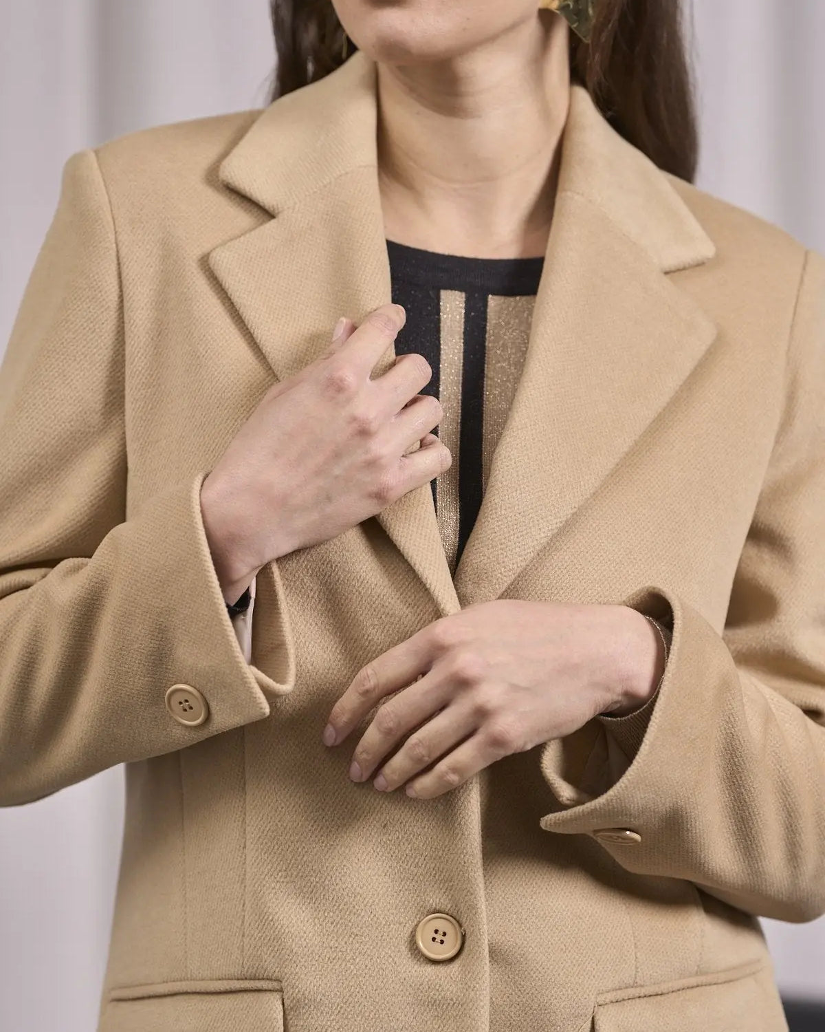 Cappotto baronetto monopetto con pattine CAMMELLO DORABELLA