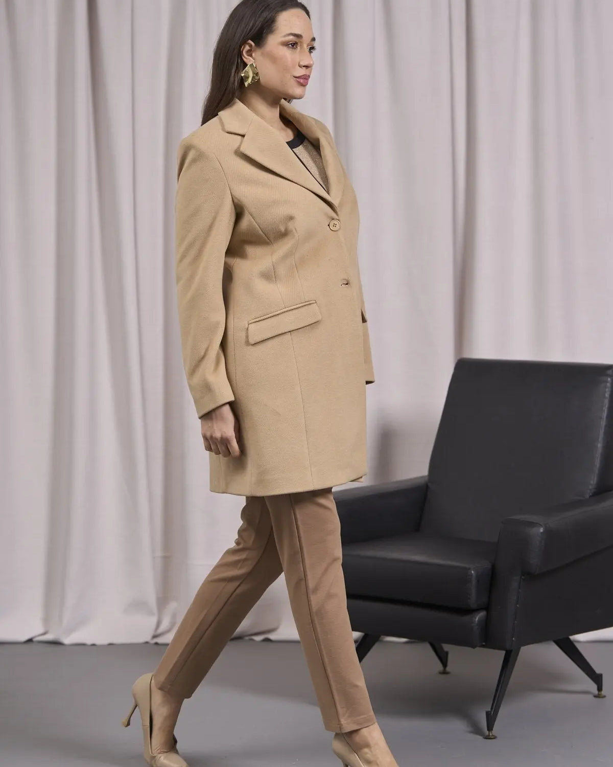 Cappotto baronetto monopetto con pattine CAMMELLO DORABELLA