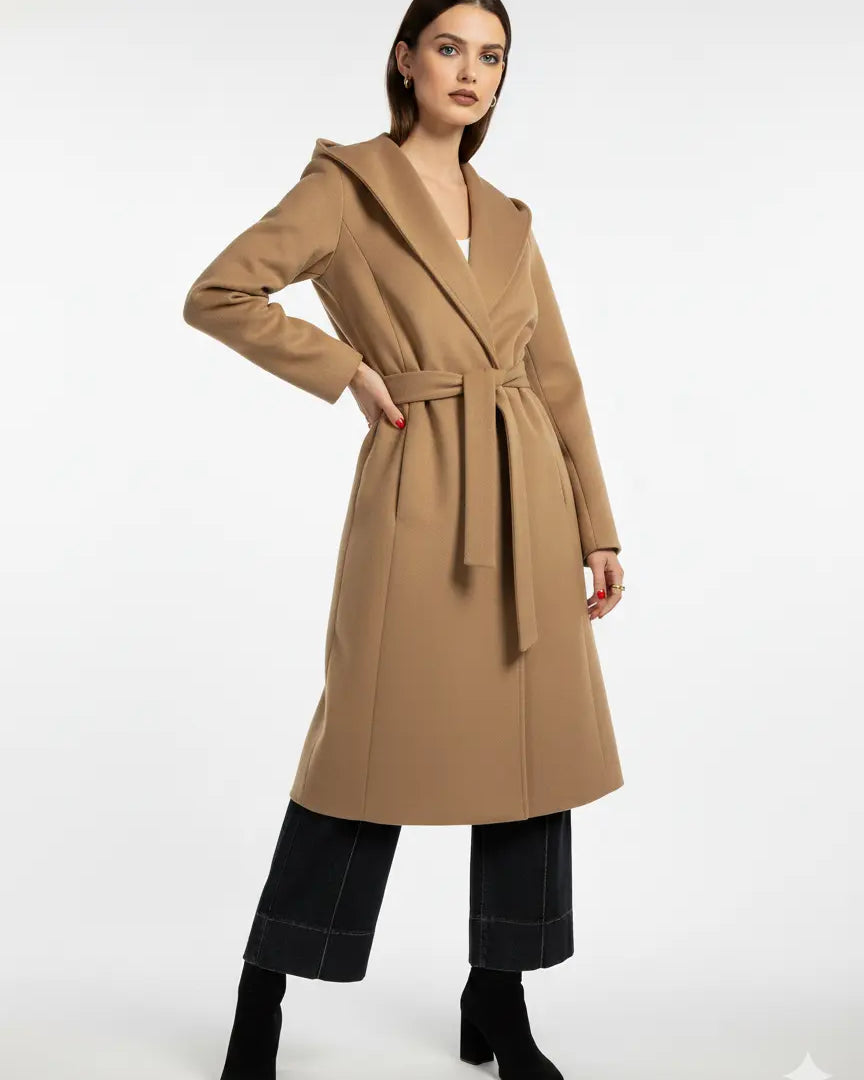 Cappotto con cappuccio e fusciacca DORABELLA