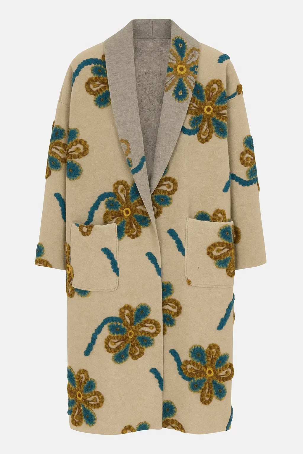 Cappotto con motivo floreale UNICA by Ironica Taglia unica (44/46 o M/L) / Beige