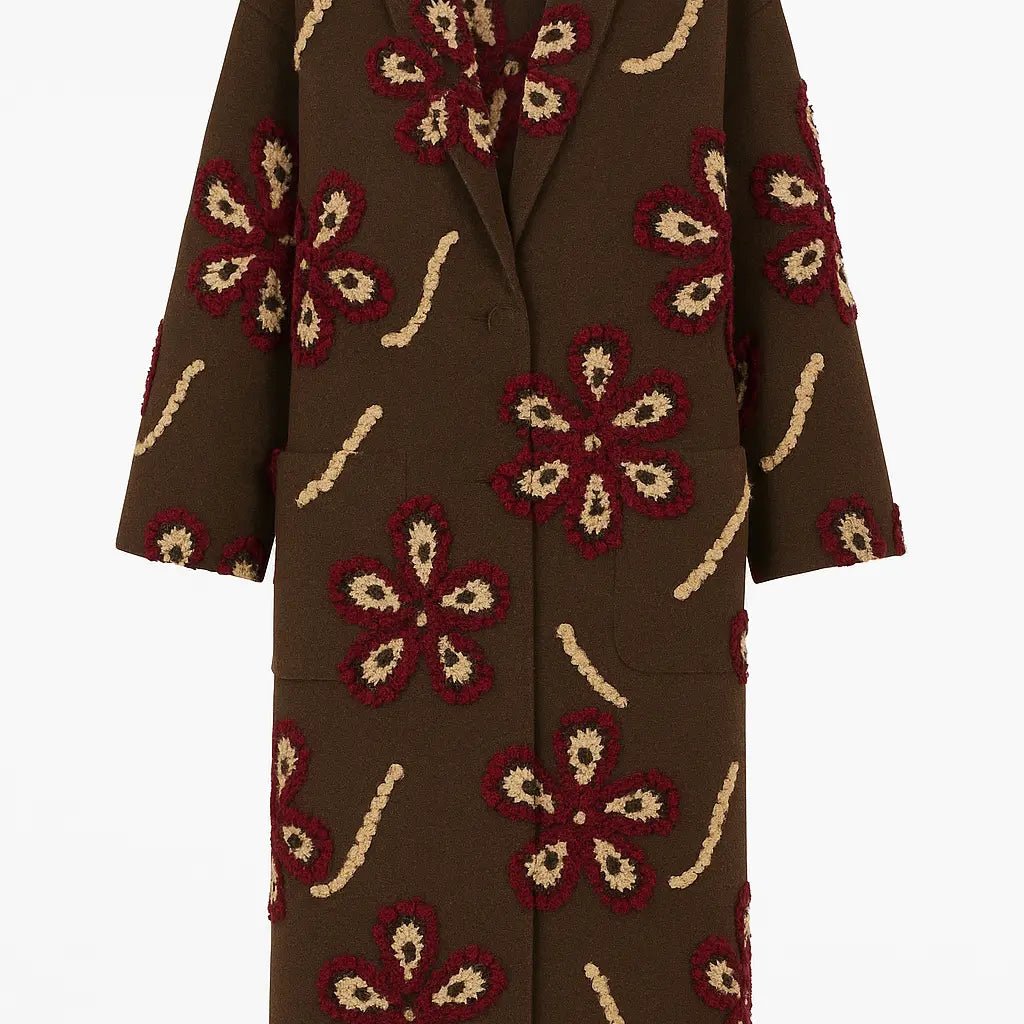 Cappotto con motivo floreale UNICA by Ironica Taglia unica (44/46 o M/L) / Cacao