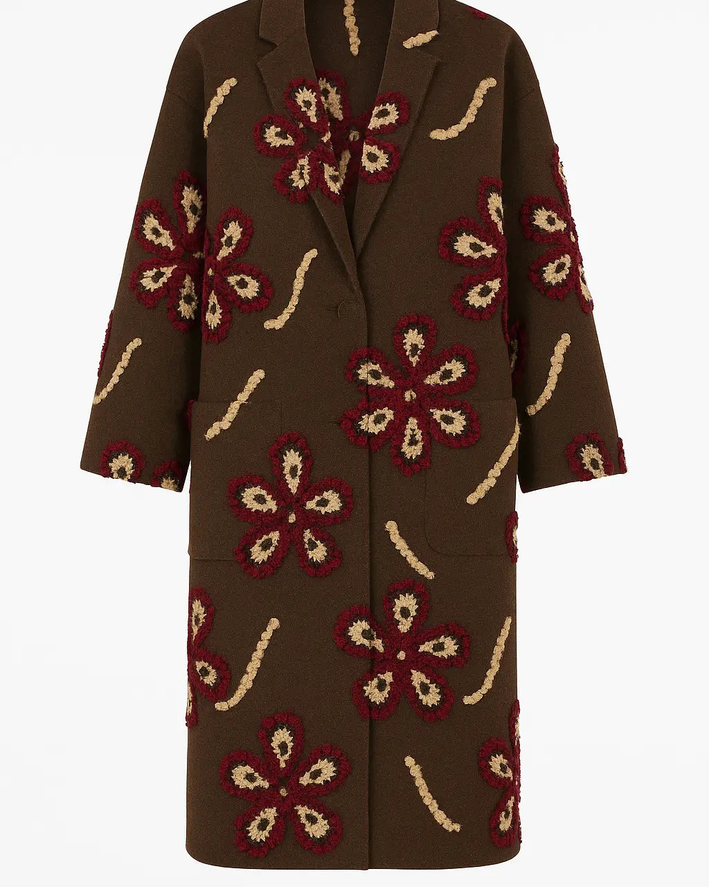 Cappotto con motivo floreale UNICA by Ironica Taglia unica (44/46 o M/L) / Cacao