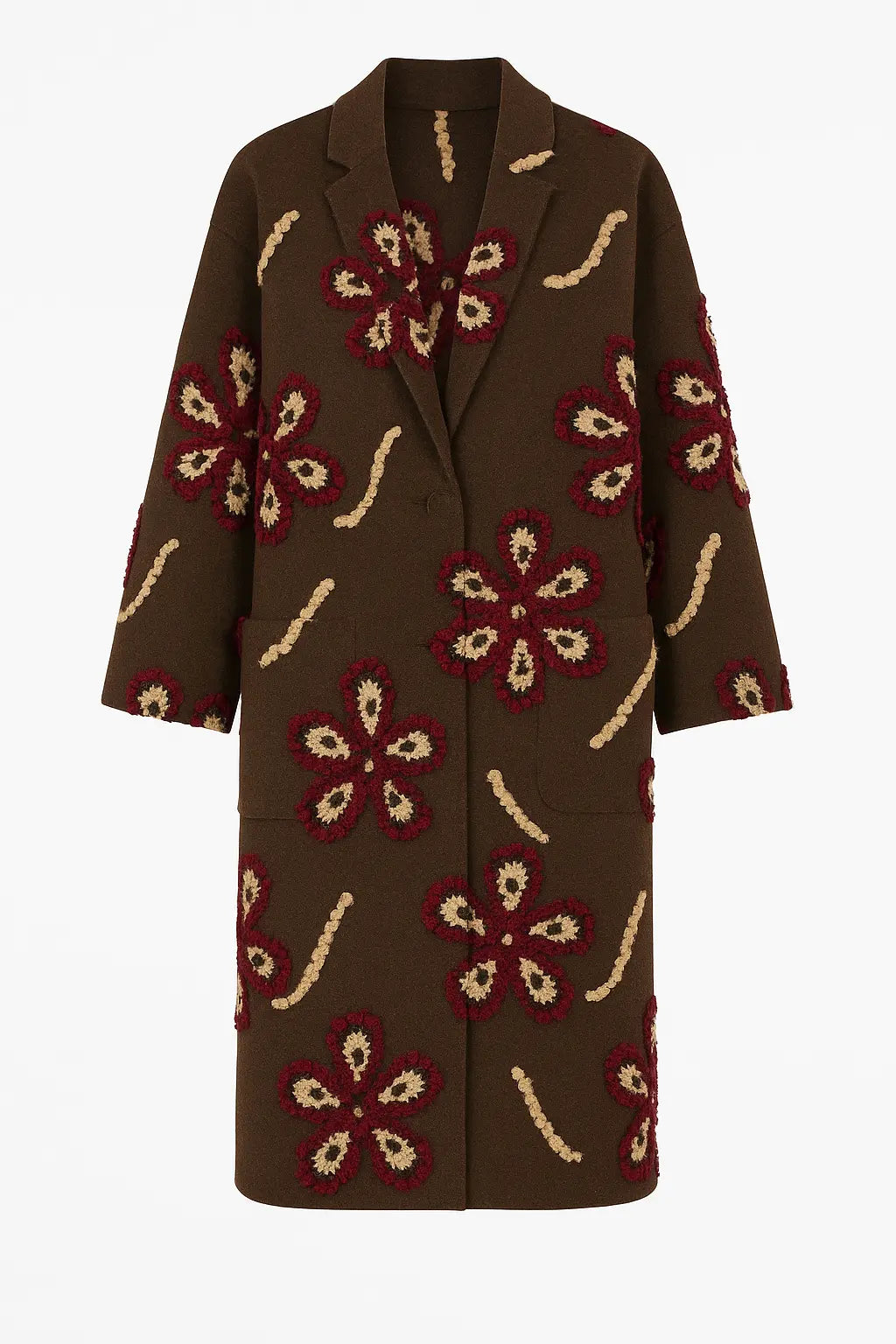 Cappotto con motivo floreale UNICA by Ironica Taglia unica (44/46 o M/L) / Cacao