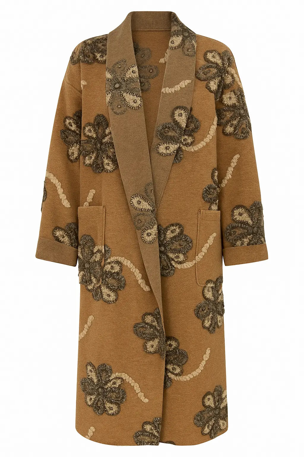 Cappotto con motivo floreale UNICA by Ironica Taglia unica (44/46 o M/L) / cammello