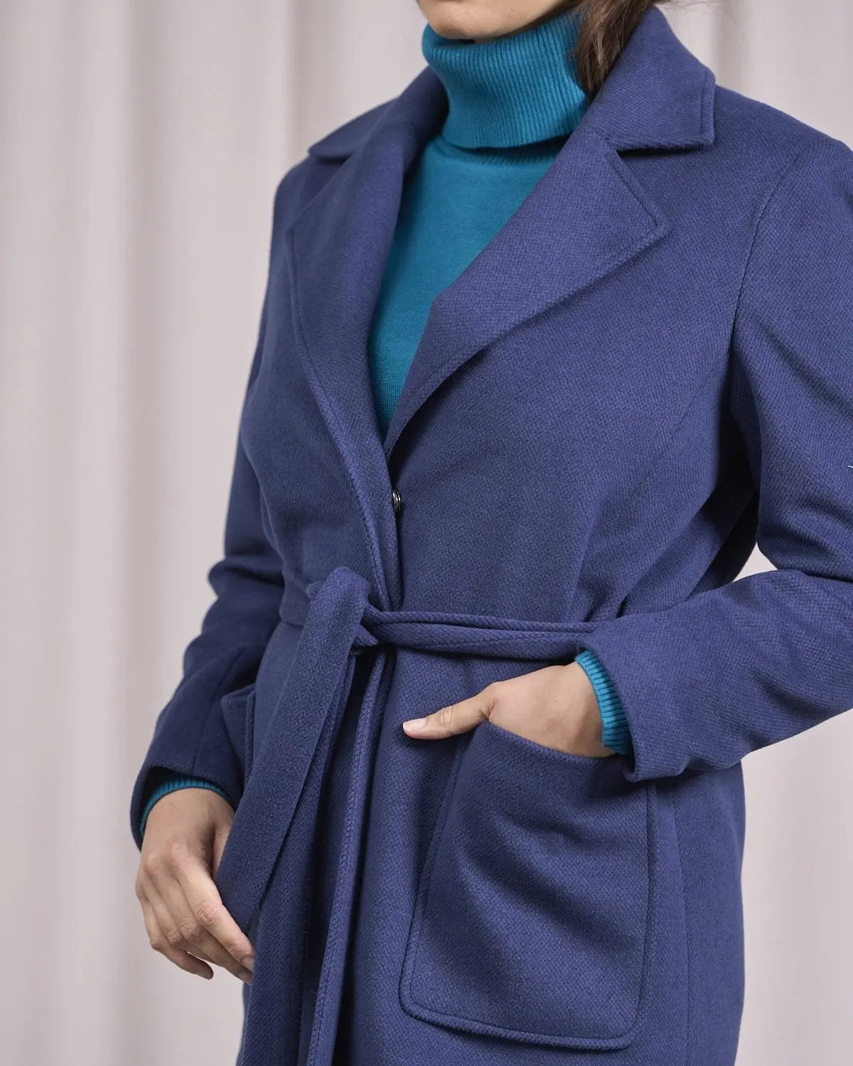 Cappotto con tasche e cintura BLU DORABELLA