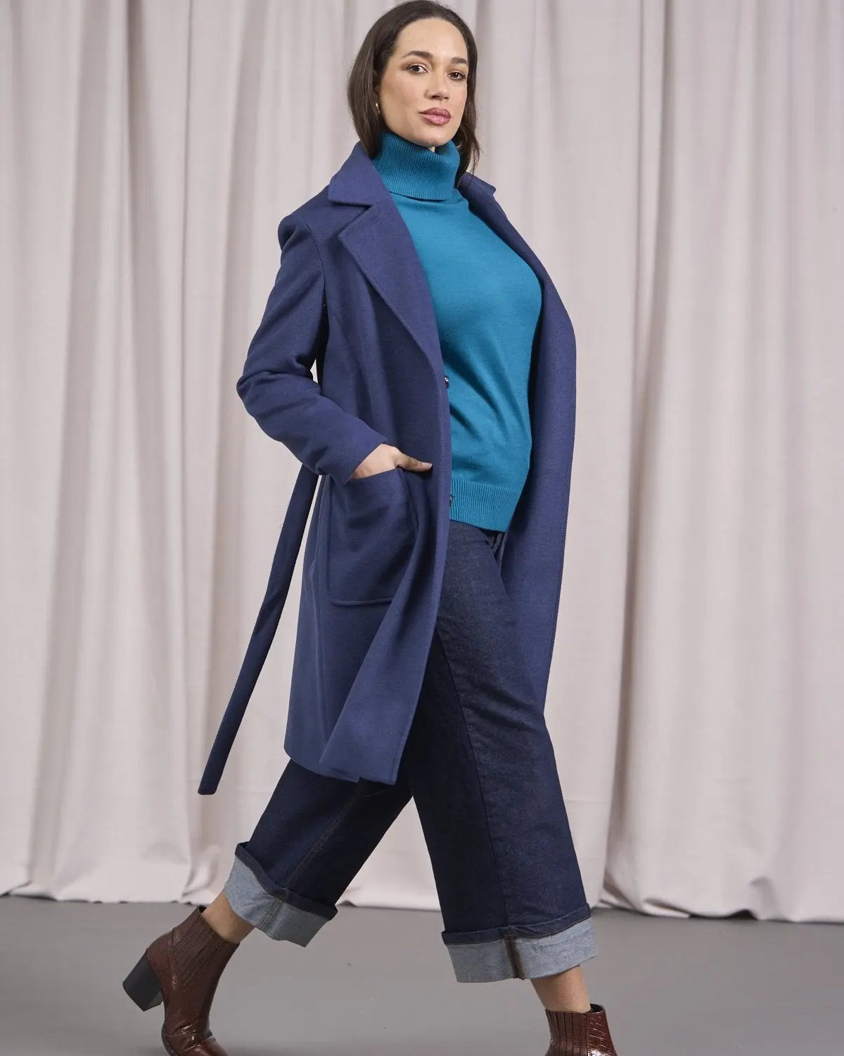 Cappotto con tasche e cintura BLU DORABELLA