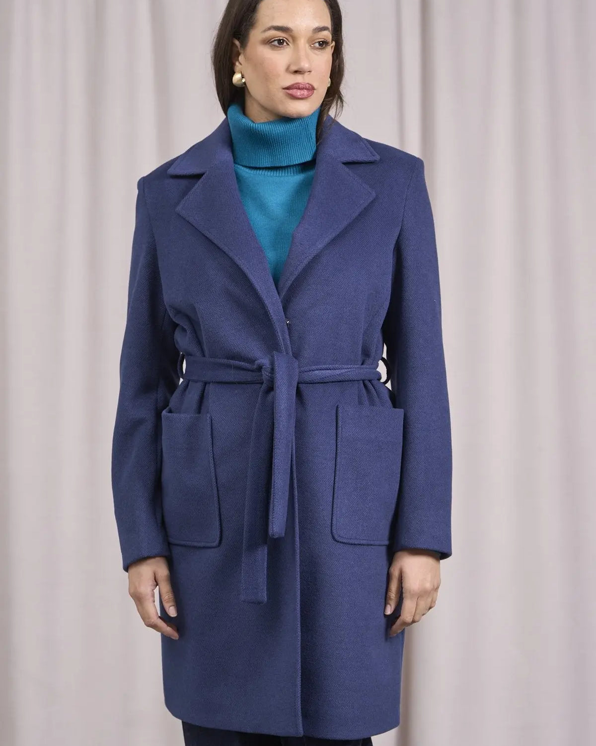 Cappotto con tasche e cintura BLU DORABELLA