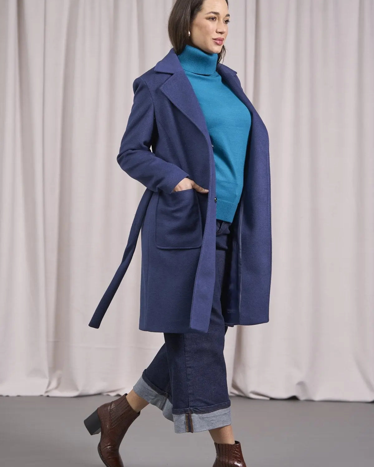 Cappotto con tasche e cintura BLU DORABELLA