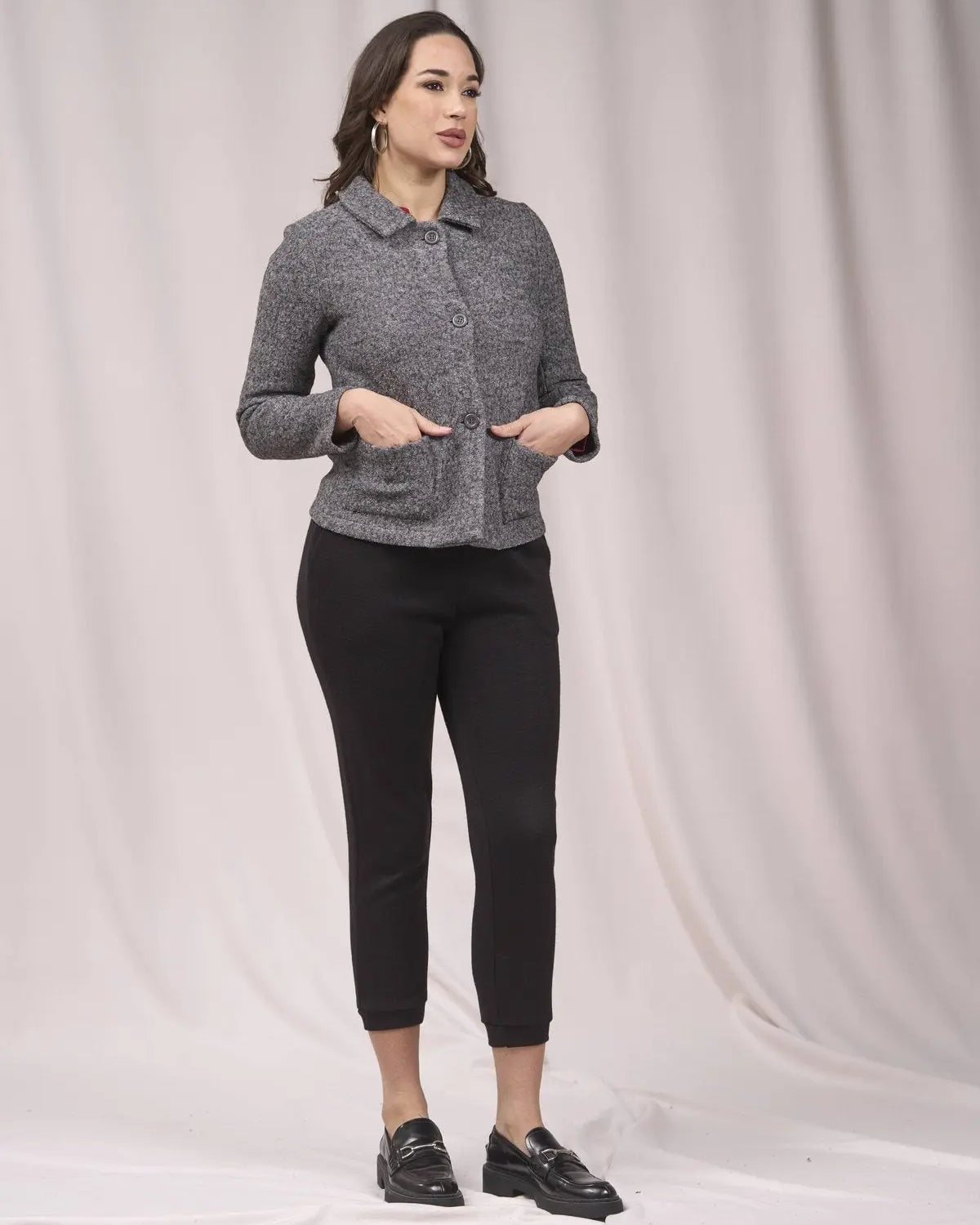 Cappotto corto con bottoni e tasche ANTRACITE IRONICA