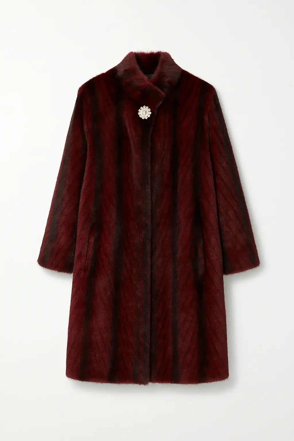 Cappotto eco pelliccia con dettaglio gioiello UNICA by Ironica Taglia unica (44/46 o M/L) / Burgundy