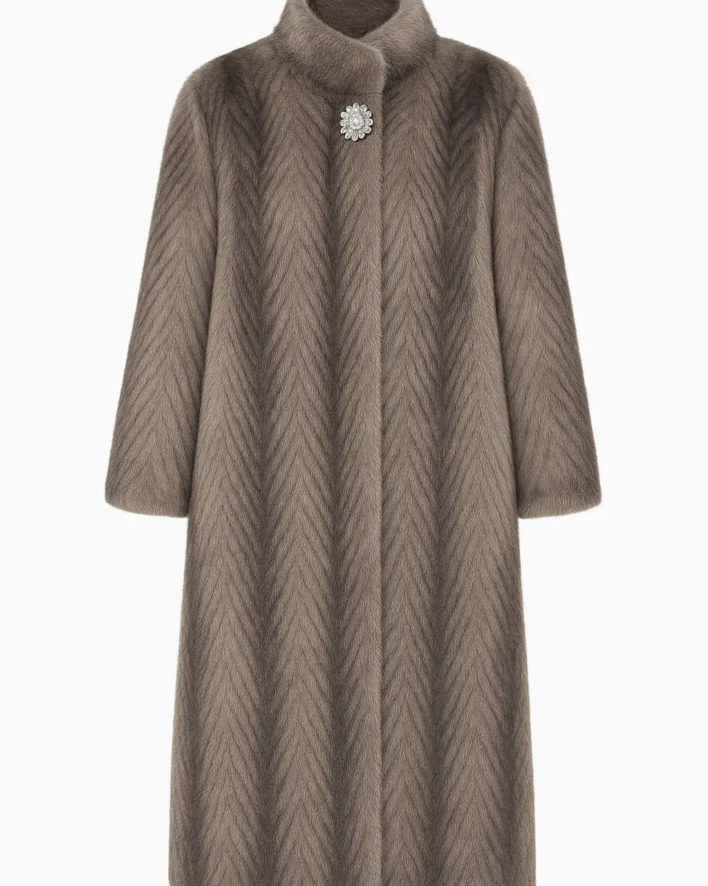 Cappotto eco pelliccia con dettaglio gioiello UNICA by Ironica Taglia unica (44/46 o M/L) / Tortora