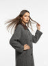 Cappotto fantasia spigata con collo in eco pelle UNICA by Ironica