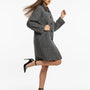 Cappotto fantasia spigata con collo in eco pelle UNICA by Ironica