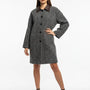 Cappotto fantasia spigata con collo in eco pelle UNICA by Ironica