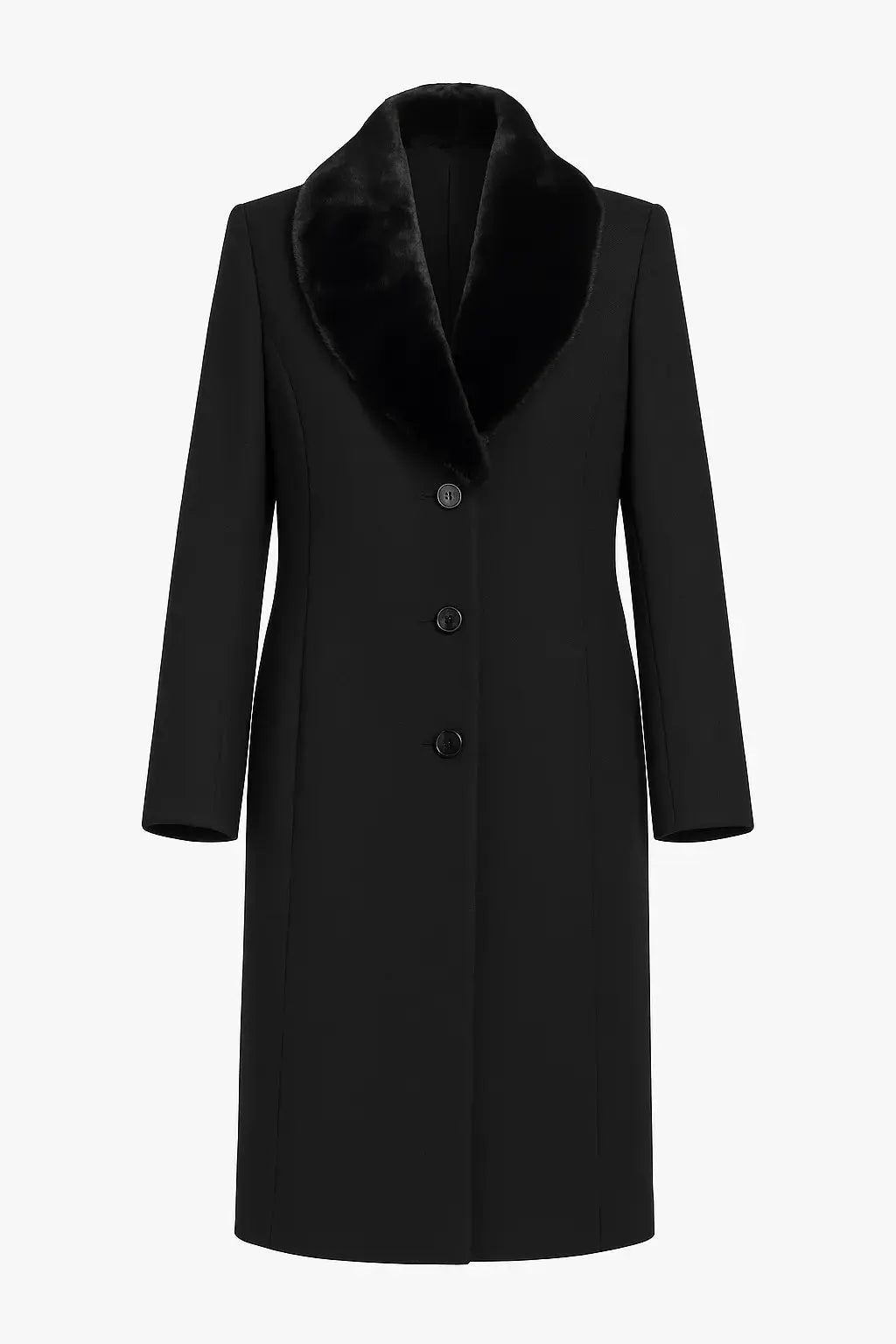 Cappotto lungo con collo in pelliccia DORABELLA