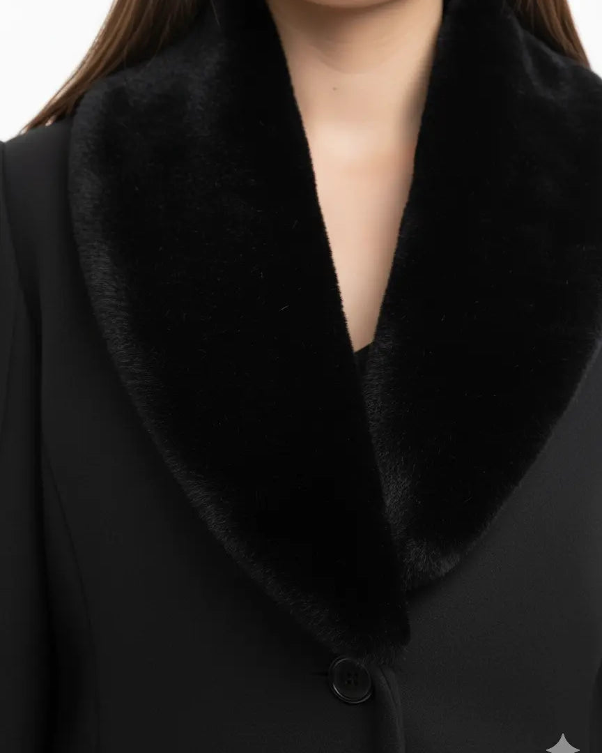 Cappotto lungo con collo in pelliccia DORABELLA