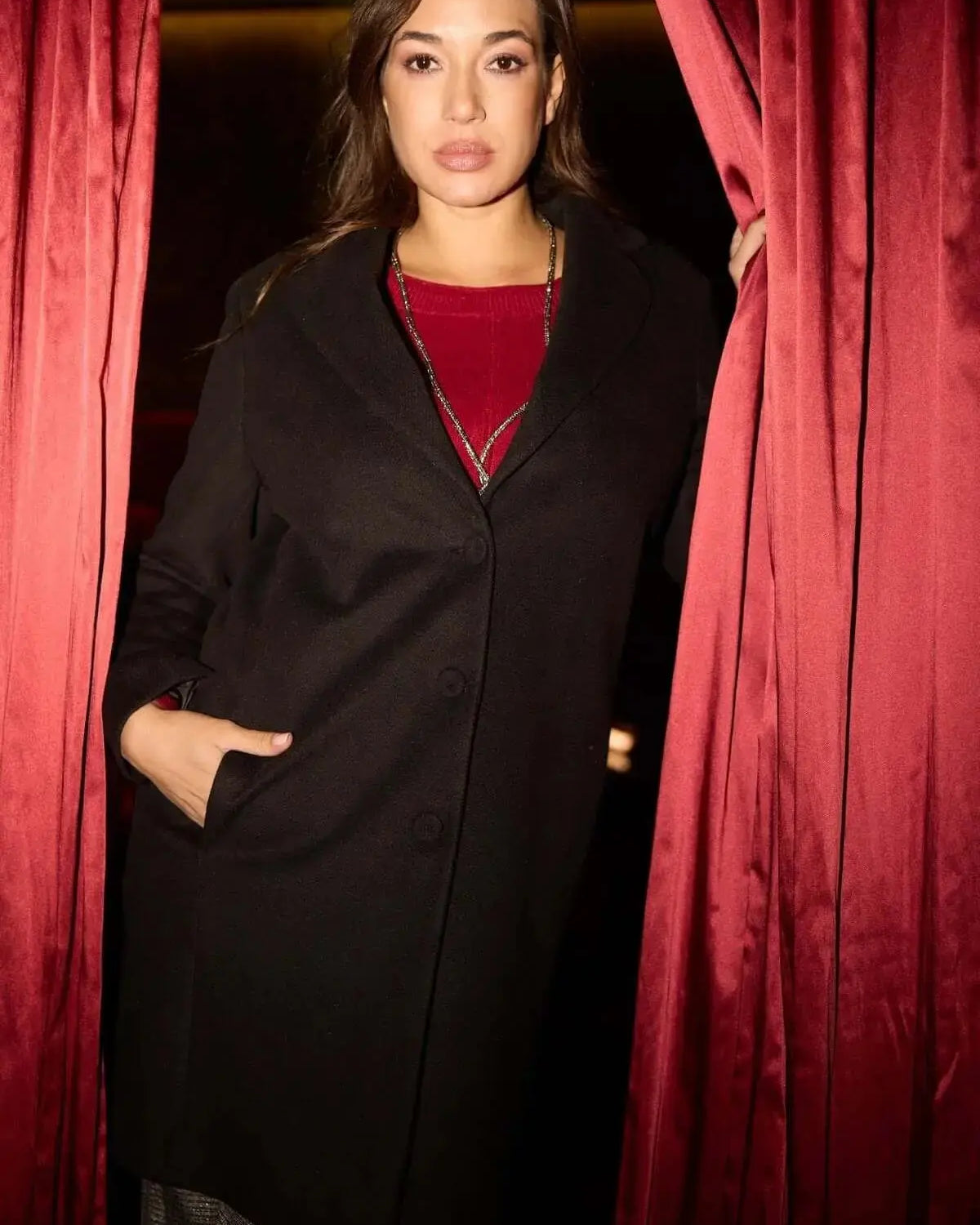 Cappotto midi monopetto con bottoni DORABELLA