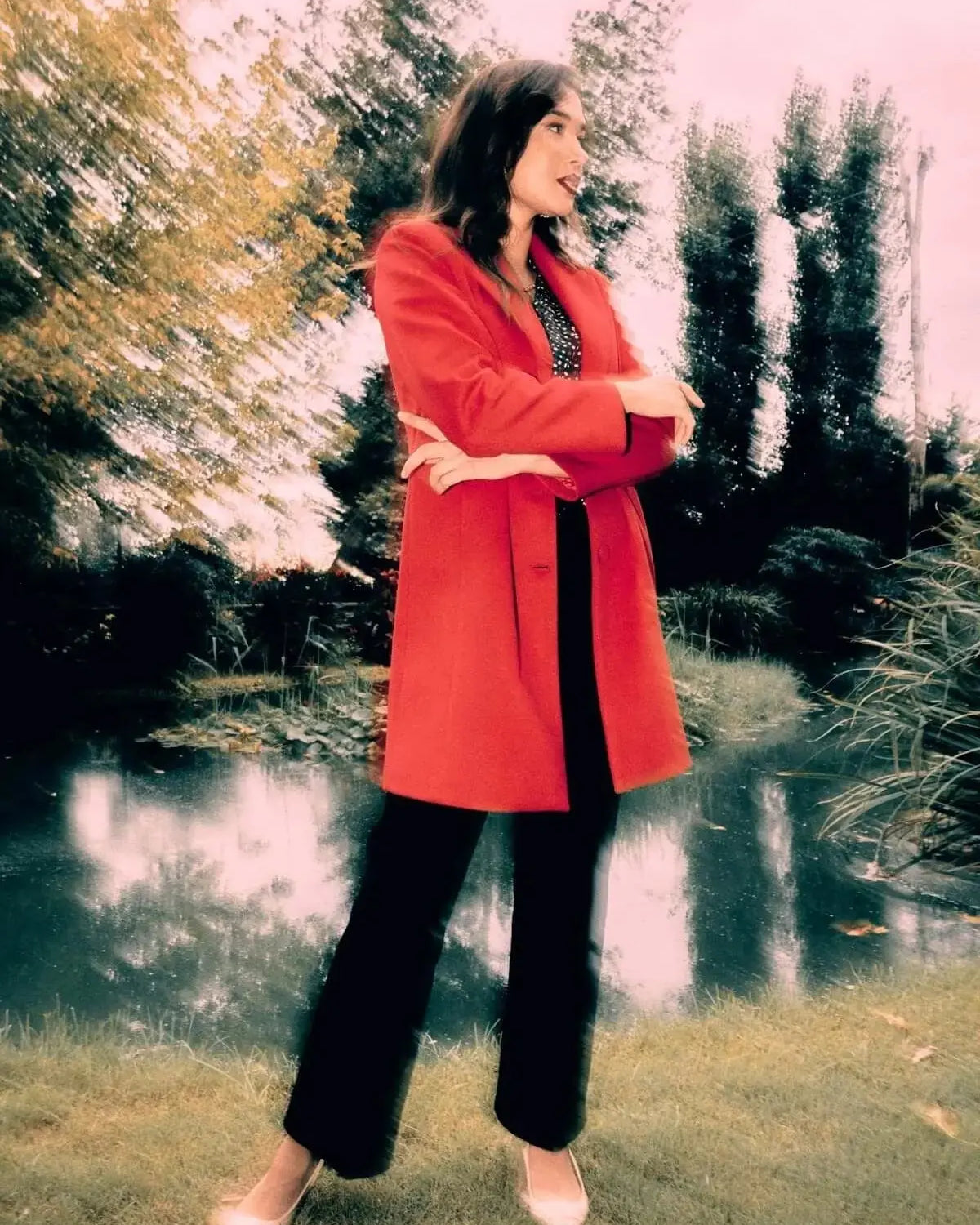 Cappotto midi monopetto con bottoni ROSSO DORABELLA