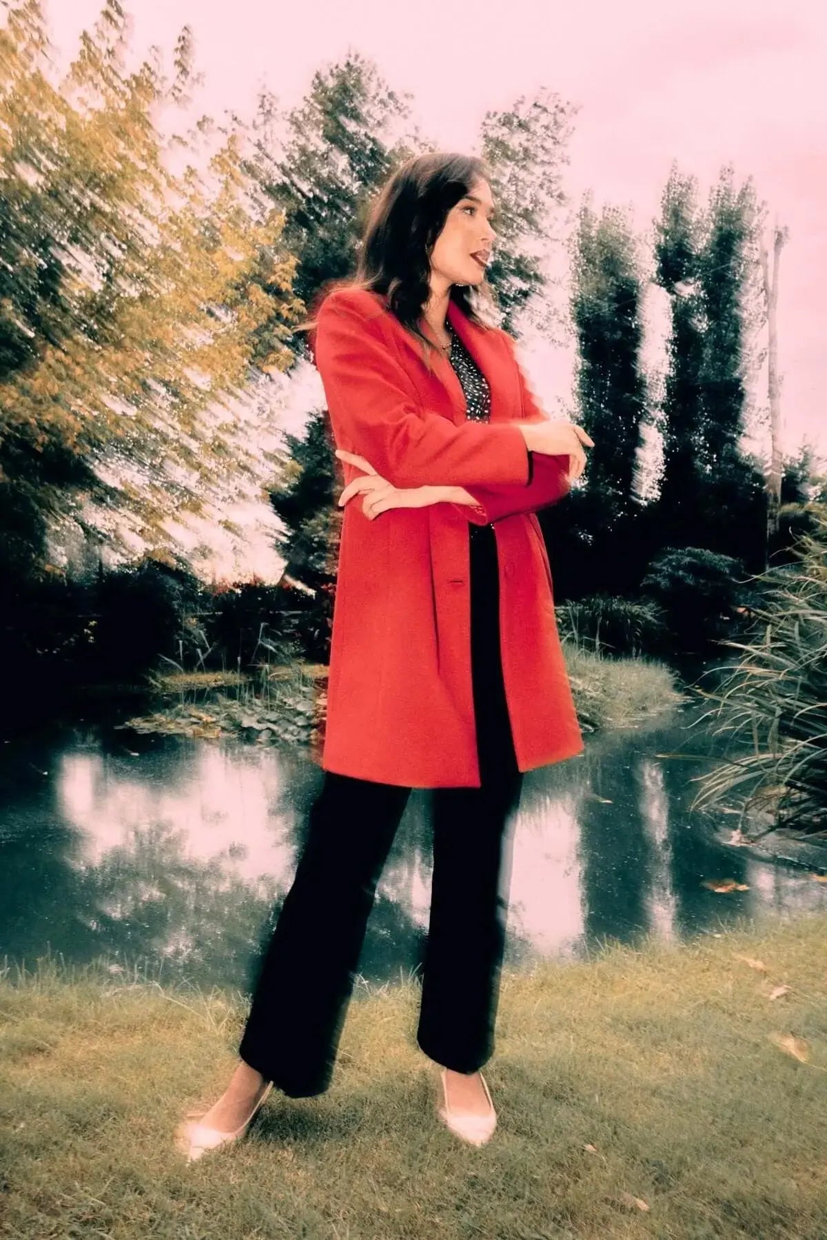 Cappotto midi monopetto con bottoni ROSSO DORABELLA