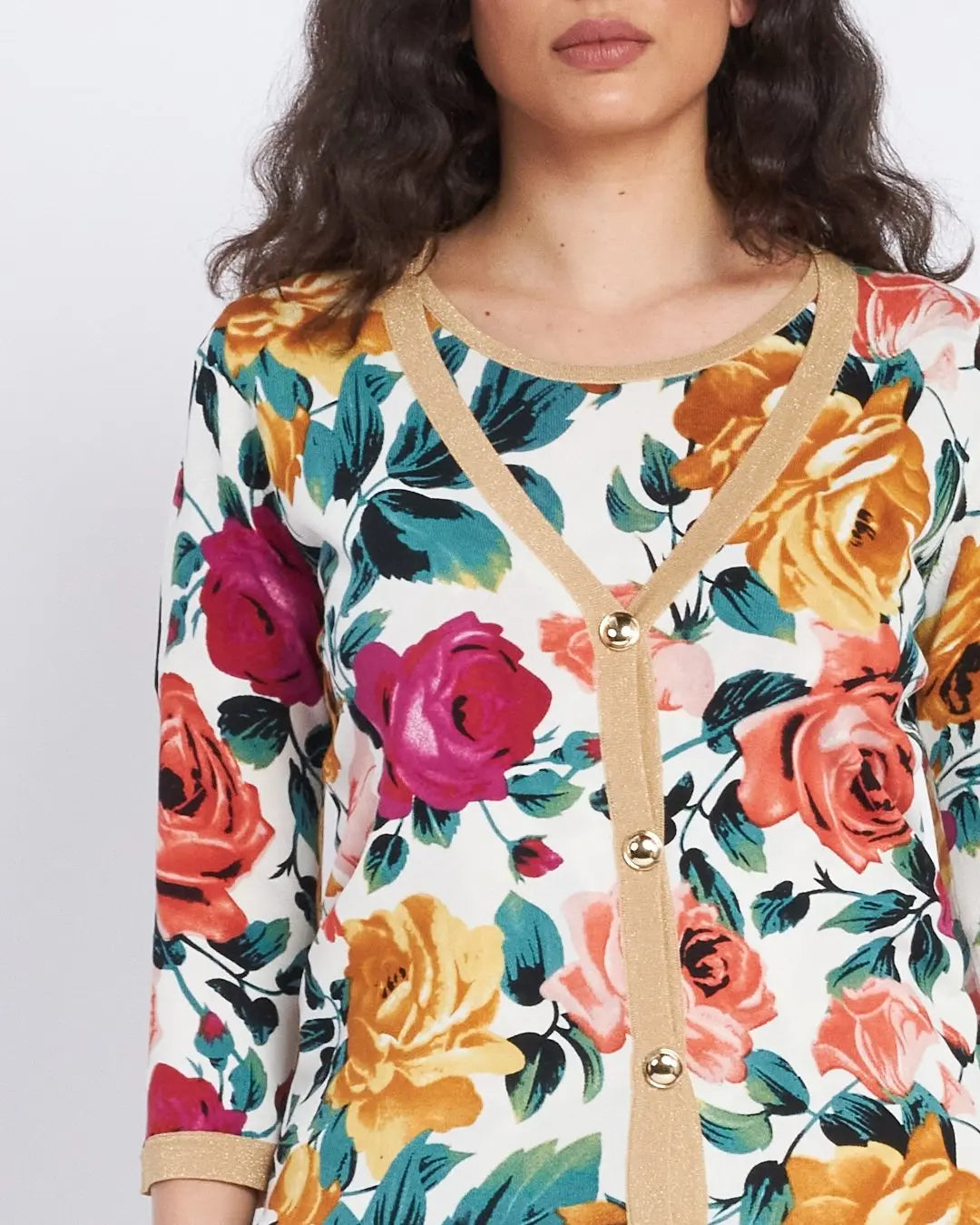 Cardigan a fantasia con bottoni e dettagli lurex BIANCO DORABELLA