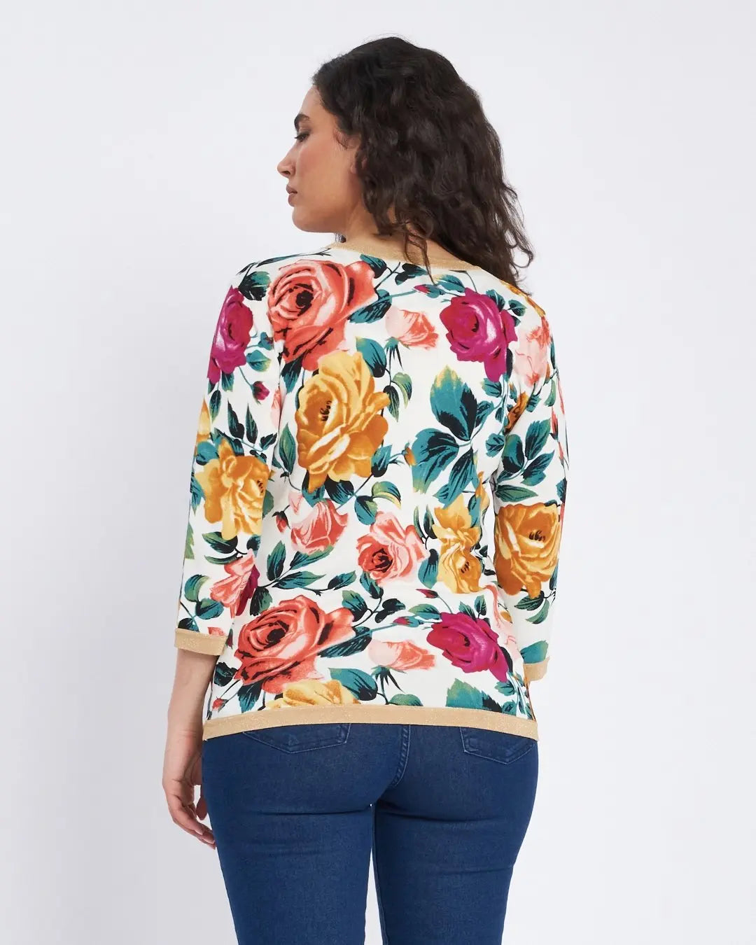 Cardigan a fantasia con bottoni e dettagli lurex BIANCO DORABELLA