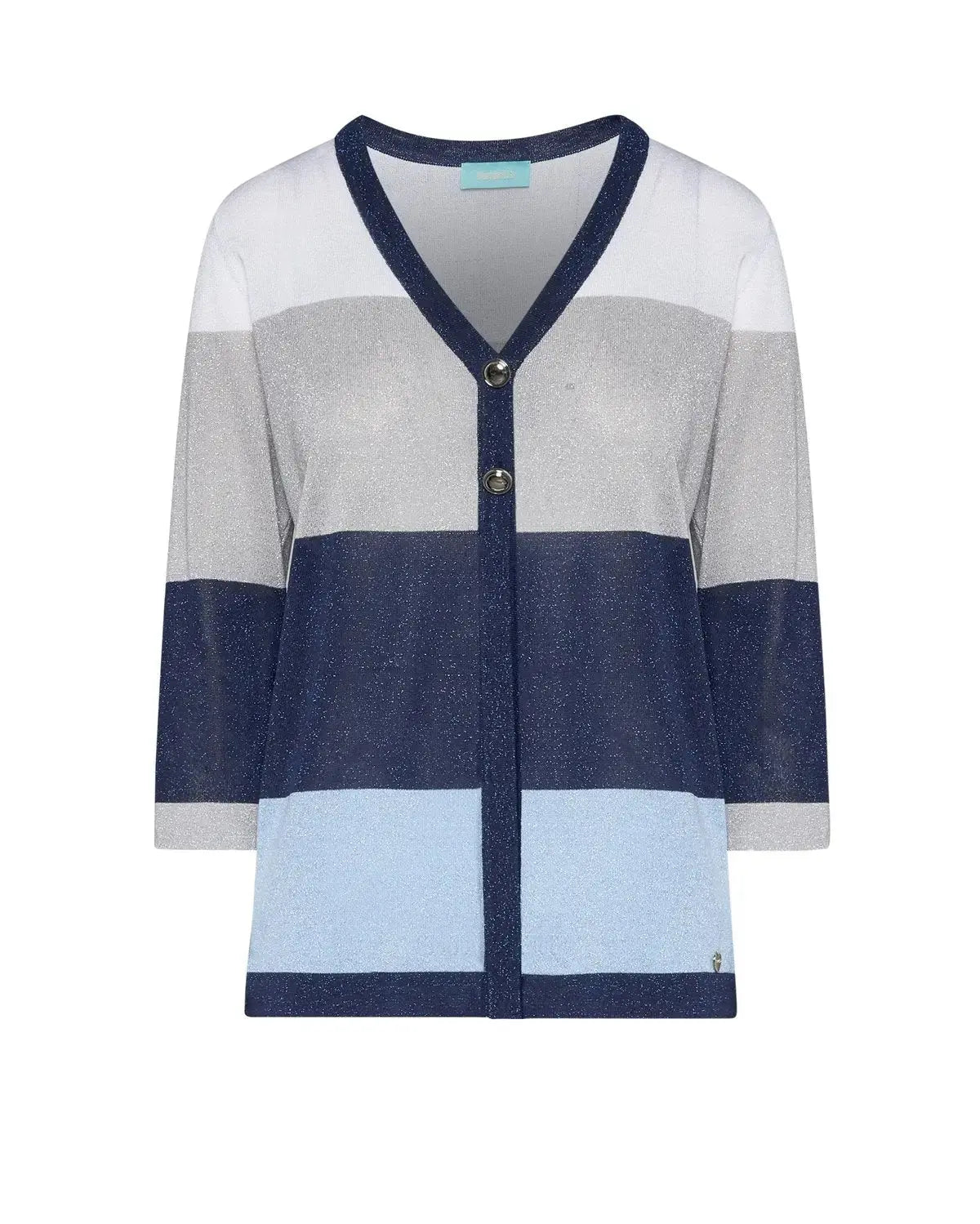 Cardigan a righe con inserti lurex BLU DORABELLA
