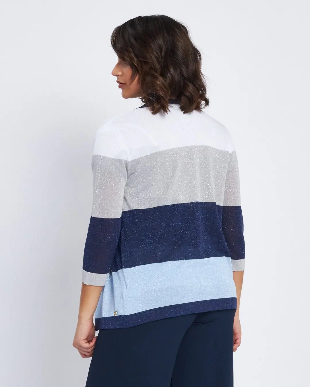 Cardigan a righe con inserti lurex BLU DORABELLA