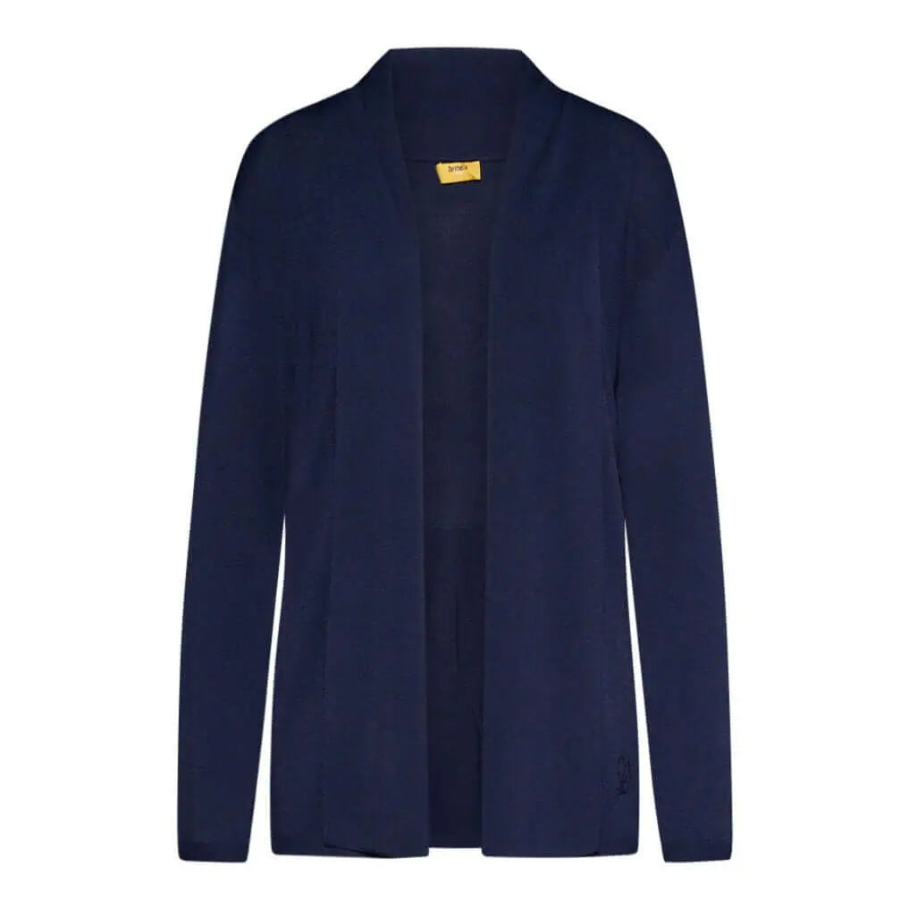 Cardigan aperto in maglia di misto viscosa con logo in strass BLU DORABELLA PIU' XXXL