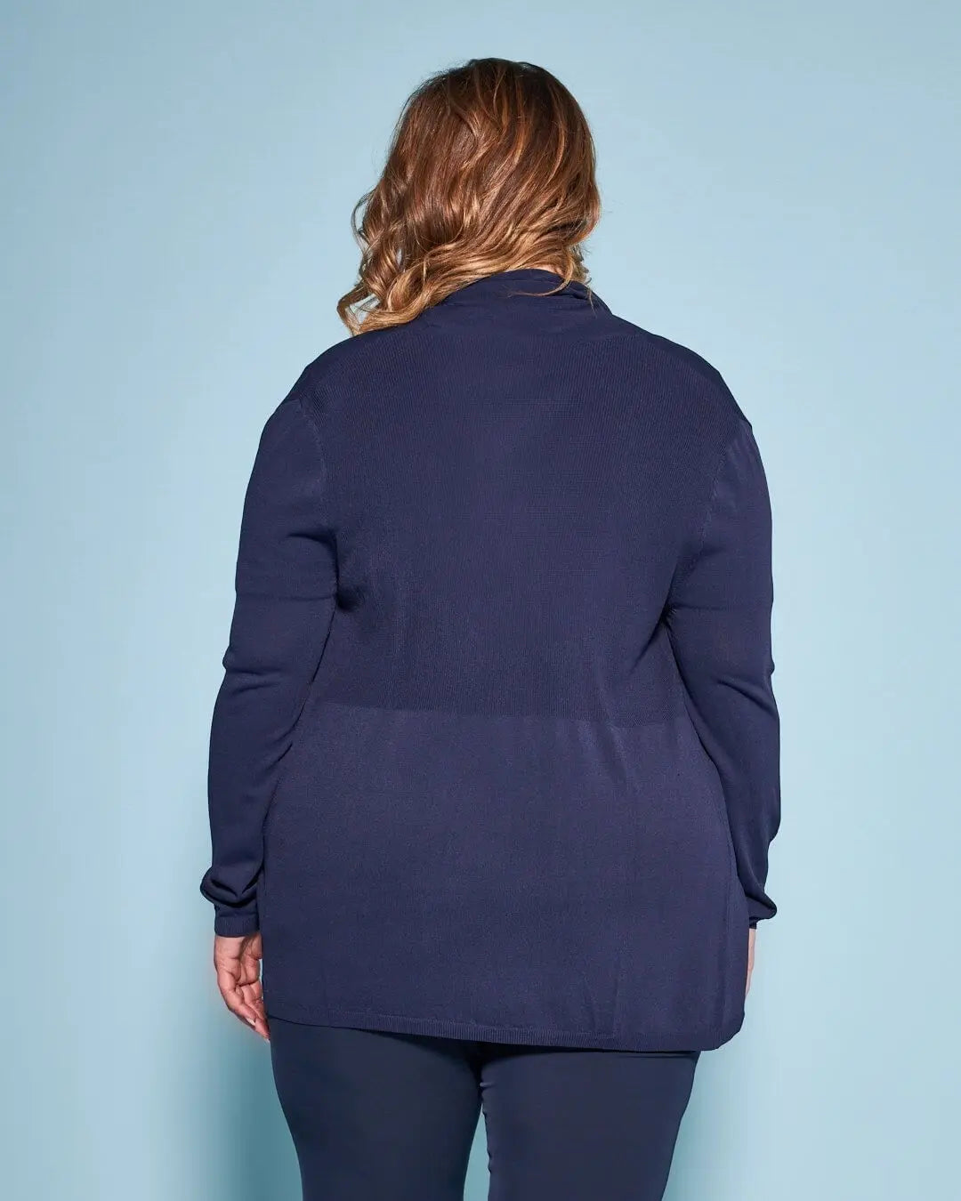 Cardigan aperto in maglia di misto viscosa con logo in strass BLU DORABELLA PIU'