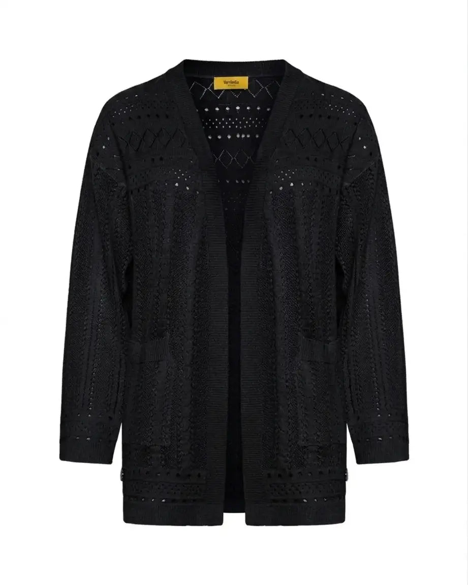 Cardigan aperto in maglia pointelle di misto viscosa DORABELLA PIU'