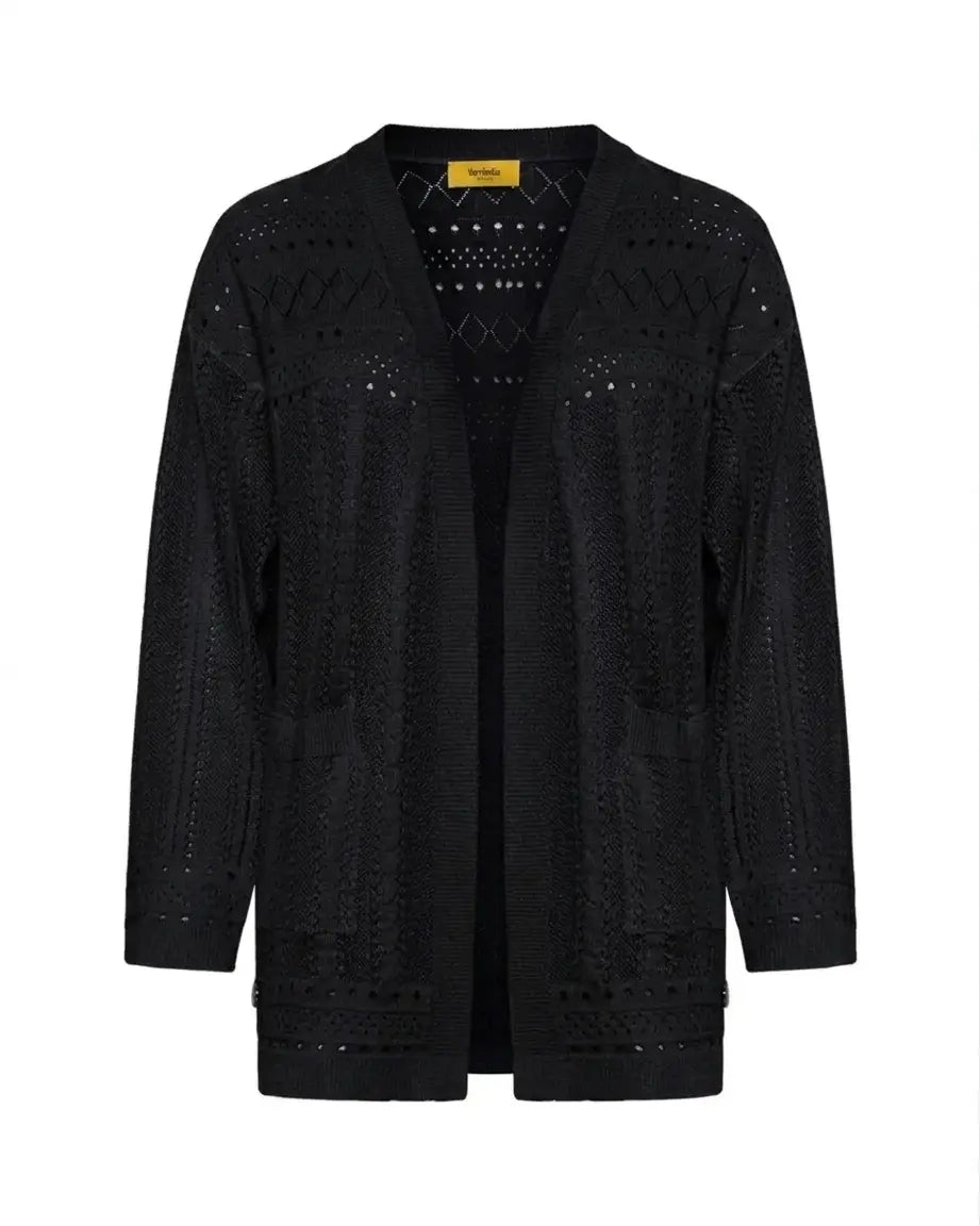 Cardigan aperto in maglia pointelle di misto viscosa DORABELLA PIU'