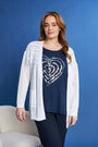 Cardigan aperto in maglia pointelle di misto viscosa WHITE DORABELLA PIU' XXXL