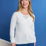 Cardigan basic con bottoni in maglia di misto viscosa con logo in strass BIANCO DORABELLA XXL