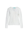 Cardigan basic con bottoni in maglia di misto viscosa con logo in strass BIANCO DORABELLA